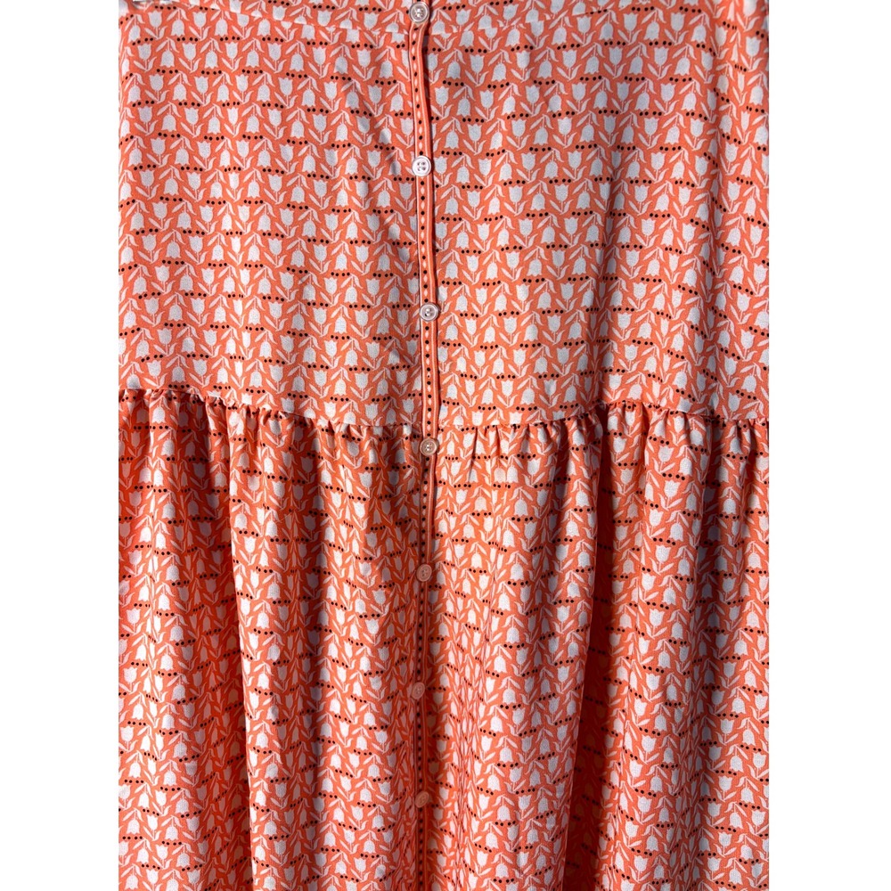 MAX STUDIO Tiered Maxi Skirt Coral Floral Print Women's Size S - Picture 5 of 7